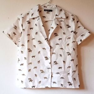 Cheetah print button up retro-style shirt